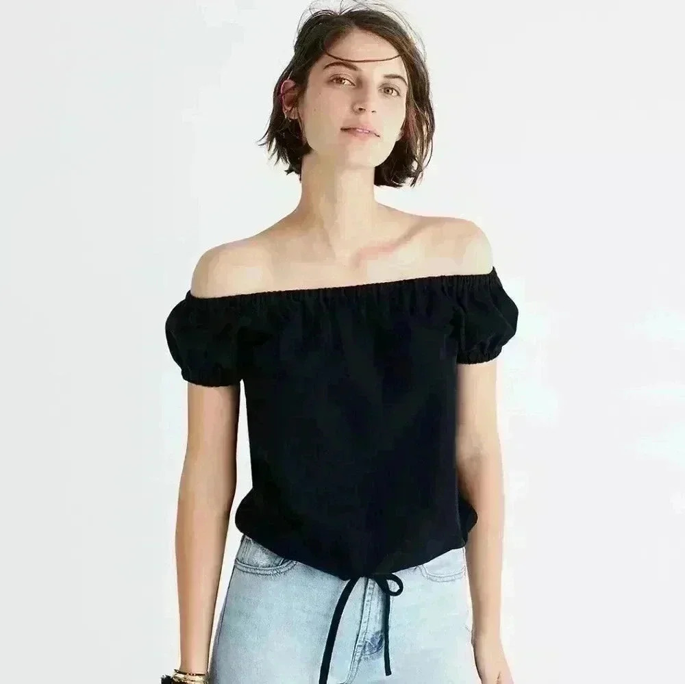 Madewell Melody Off the Shoulder Drawstring Top